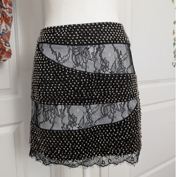 Black Dresses & Skirts - NWT Black-Collection vintage y2k beaded lace mini skirt